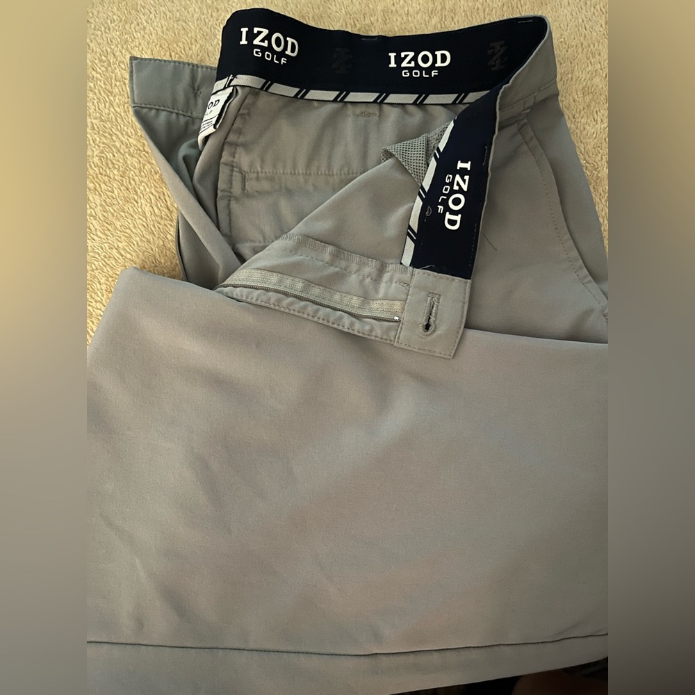 Izod Golf Gray Flat Front Pants Smooth Finish